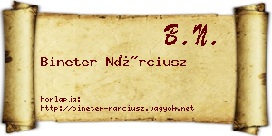 Bineter Nárciusz névjegykártya