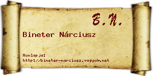 Bineter Nárciusz névjegykártya